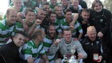 The New Saints FC celebrate after adding the Welsh Cup to their Welsh Premier League title