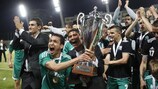 Os jogadores do Ludogorets festejam a vitória na Taça da Bulgária