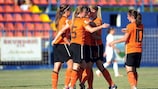 The Netherlands celebrate one of their UEFA Women's EURO qualifying goals