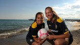 Malin Diaz and Jennie Nordin after their interview with UEFA.com