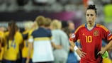Amanda Sampedro stands dejected after Spain's final defeat