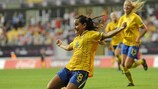 Malin Diaz celebra la victoria de Suecia en la pasada fase final