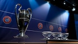 UEFA Champions League trophy and draw pots