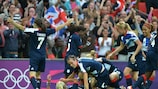 Great Britain celebrate Stephanie Houghton's goal against Brazil at Wembley