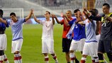 A Suíça festeja a vitória por 4-2 sobre a Croácia, em Split