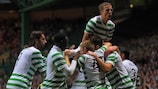 Celtic celebrate Charlie Mulgrew's winning goal in the second half