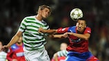 Action from the first leg between Celtic and Helsingborg