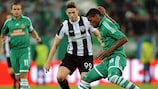 Action from Rapid Wien's UEFA Europa League play-off tie against PAOK of Greece