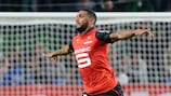 Yann M'Vila feiert einen Treffer in der Ligue 1 für Rennes