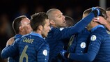 France celebrate Abou Diaby's first-half strike