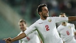Stanislav Manolev celebrates after putting Bulgaria ahead