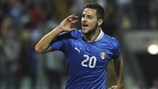 Mattia Destro takes the acclaim after his opening goal