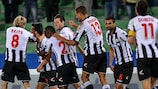 Antonio Di Natale is congratulated on his late equaliser