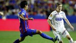 Helsingborg's Jere Uronen in action during their opening defeat by Levante