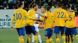 Alexander Kacaniklic is congratulated on his equaliser