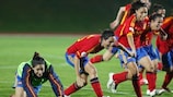 Spain's players celebrate their play-off victory