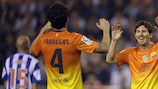 Lionel Messi y Cesc Fàbregas celebran uno de los goles del Barcelona