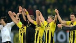 Os jogadores do Borussia Dortmund festejam o triunfo