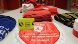 A 'Unite Against Racism' armband in the LOSC Lille dressing room before the UEFA Champions League match against FC Bayern München