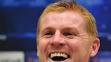 Neil Lennon was in jubilant mood during the Celtic press conference