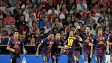 Cesc Fàbregas celebra el segundo tanto del Barcelona