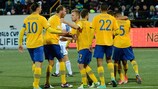 Игроки сборной Швеции только что сравняли счет