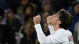 Maxwell celebrates after his chip put PSG ahead at Montpellier