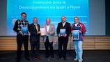 Les lauréats de l'édition 2012 lors de la cérémonie présentée à la Maison du football européen