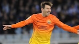 Lionel Messi esulta dopo aver segnato il 29esimo gol stagionale nella Liga