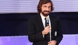 Juventus midfielder Andrea Pirlo collects his award