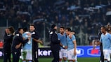 Lazio celebrate their success at the final whistle