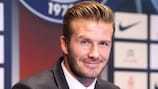 David Beckham speaks to the media about his decision to join PSG