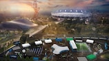 An artist's impression of how the UEFA Champions Festival will look at the International Quarter