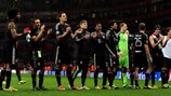 I giocatori del Bayern festeggiano il successo ottenuto a Londra