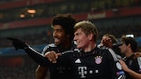 Bayern score three to take charge against Arsenal