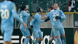 Libor Kozák is congratulated after scoring Lazio's late equaliser