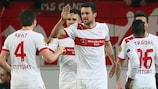 Christian Gentner (No20) celebrates his goal for Stuttgart