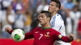 Portugal's Cristiano Ronaldo looks to evade the attentions of Rami Gershon