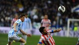 El colchonero Diego Costa en una acción del partido ante el Málaga