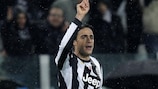 Alessandro Matri comemora golo que deu a vantagem à Juventus