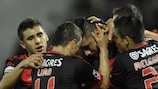 El Benfica celebra un gol de Óscar Cardozo