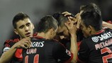 O Benfica festeja um golo de Óscar Cardozo