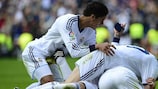 Madrid players celebrate Sergio Ramos' winning goal