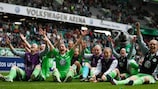 Il Wolfsburg festeggia il successo contro l'Arsenal