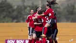 Albania celebra un gol ante Letonia