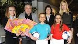 De izquierda a derecha: Katrin Kaarna, Keith Boanas, Sheila Begbie, Anne Rei y Emma Sykes (UEFA)