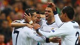 Cristiano Ronaldo esulta dopo il primo gol del Real Madrid a Istanbul