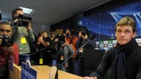 L'entraîneur de Barcelone Tito Vilanova en conférence de presse avant la demi-finale retour contre le Bayern