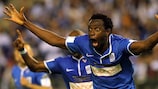 Bennard Kumordzi celebrates scoring the first of Genk's two late goals in the Belgian Cup final