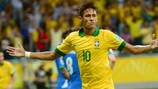 Neymar celebrates after restoring Brazil's lead against Italy in the FIFA Confederations' Cup